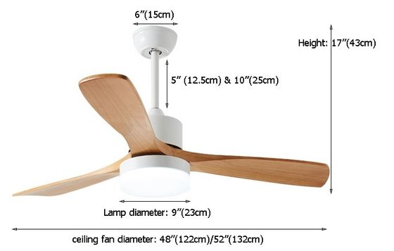metallo di 110V 220VDC 35W e luce di legno del ventilatore da soffitto per il salone