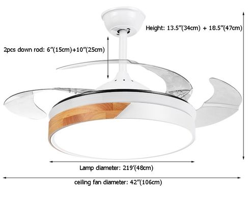 ventilatore da soffitto ritrattabile di 42inch 220v Crystal Ceiling Fan Hidden Blade con luce
