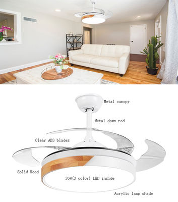 ventilatore da soffitto ritrattabile di 42inch 220v Crystal Ceiling Fan Hidden Blade con luce