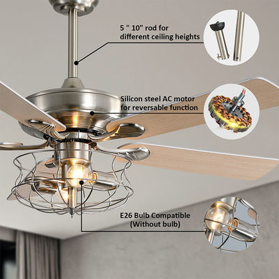 Spazzolato nicheli il ventilatore da soffitto di pala del metallo 2000LM cinque con 65W leggero