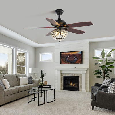 telecomando di Matt Black Ceiling Fan With della lama del metallo di 120V 52Inch 5 per il salone dell'interno