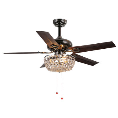 ventilatore da soffitto dell'ufficio di 4100K 3600LM Crystal Flush Mount Ceiling Fan con la catena di tirata leggera