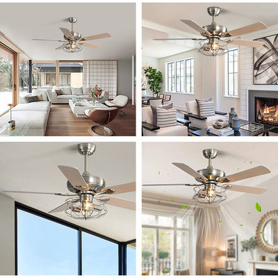 Stile a 52 pollici moderno di Matte Brown 120V 60w Crystal Ceiling Fan Light European