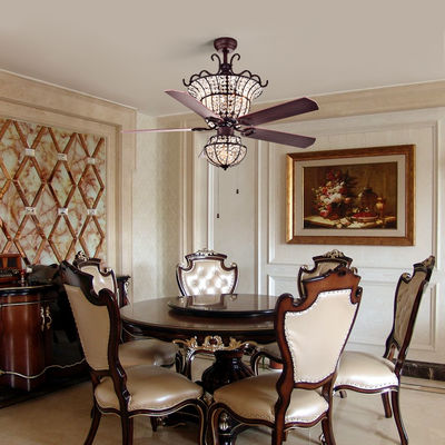 Salone a 48 pollici di lusso di Crystal Ceiling Fan Light For del candeliere di 6000LM 1220MM