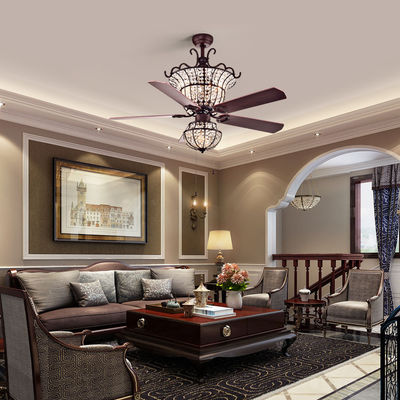 Salone a 48 pollici di lusso di Crystal Ceiling Fan Light For del candeliere di 6000LM 1220MM