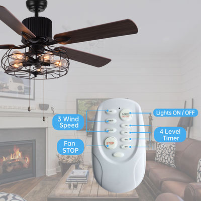 5 luce decorativa a 52 pollici del ventilatore da soffitto della catena di tirata della pala 18w