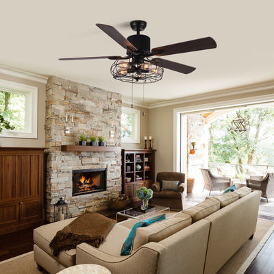5 luce decorativa a 52 pollici del ventilatore da soffitto della catena di tirata della pala 18w