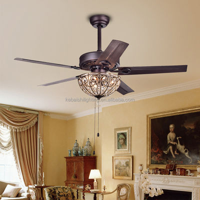 Candeliere decorativo Crystal Ceiling Fan Light dell'hotel 4100K 3600LM 5 lame del ferro