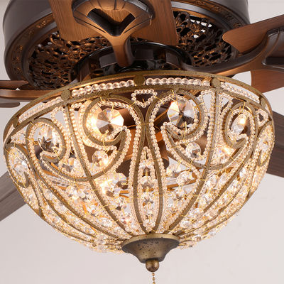 Candeliere decorativo Crystal Ceiling Fan Light dell'hotel 4100K 3600LM 5 lame del ferro