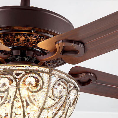 Candeliere decorativo Crystal Ceiling Fan Light dell'hotel 4100K 3600LM 5 lame del ferro