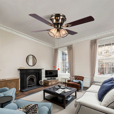 Lame d'ottone di Crystal Led Ceiling Fan 100lm/w 48inch 4 dell'oggetto d'antiquariato minimalista di stile