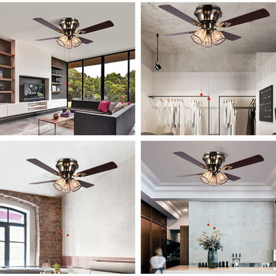 Lame d'ottone di Crystal Led Ceiling Fan 100lm/w 48inch 4 dell'oggetto d'antiquariato minimalista di stile
