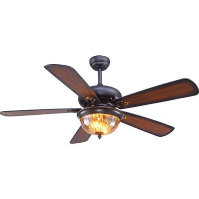 Westing alloggia il nero 110AC Crystal Ceiling Fan Light di 52cm 5 lame 3 paralumi