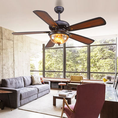 Westing alloggia il nero 110AC Crystal Ceiling Fan Light di 52cm 5 lame 3 paralumi
