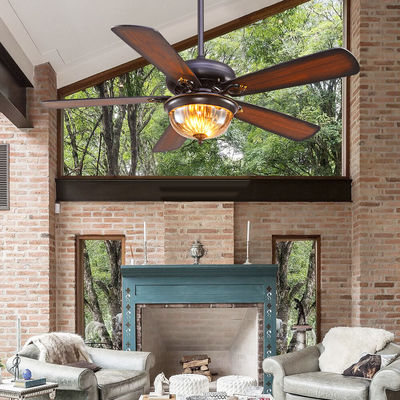 Westing alloggia il nero 110AC Crystal Ceiling Fan Light di 52cm 5 lame 3 paralumi