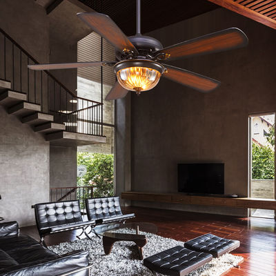 Westing alloggia il nero 110AC Crystal Ceiling Fan Light di 52cm 5 lame 3 paralumi