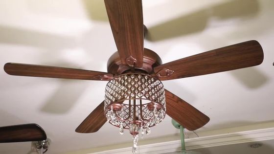 Nessun fan bronzeo antico del candeliere della sala da pranzo del paralume di vetro del ventilatore da soffitto per la misurazione del rumore 18w