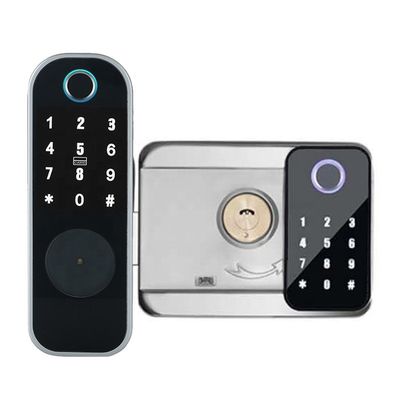 Serratura dell'impronta digitale parteggiata doppio di Ttlock Tuya APP per il nero dell'argento del portone del ferro