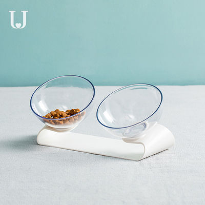 Doppio alimentatore trasparente sostenibile Cat Food Bowls elevata inclinazione del cane della ciotola