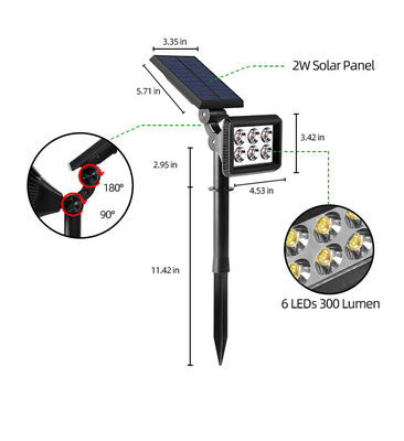 Luce solare del paesaggio di IP65 3.7V 2200MAH LED luci solari del percorso da 300 lumi