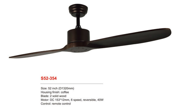 52" luce telecomandata di legno solida del ventilatore da soffitto del caffè del motore di CC di potere 220v