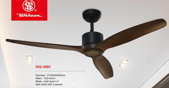 Legno solido di Matt Black Housing 3 moderni reversibili del ventilatore da soffitto di stile
