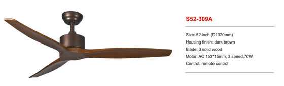 Luce telecomandata di legno 110V - fan del ventilatore da soffitto del candeliere del salone di 240V 70W