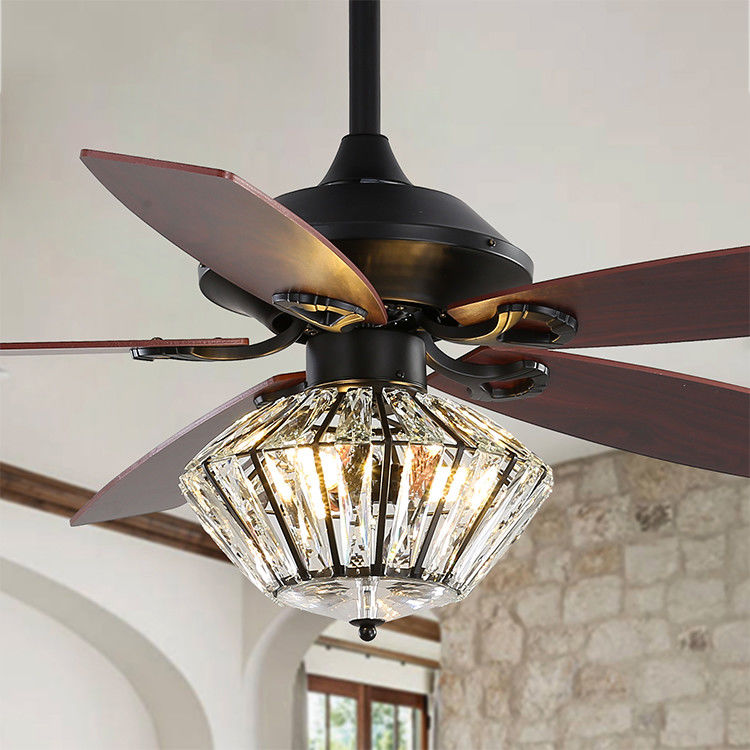 telecomando di Matt Black Ceiling Fan With della lama del metallo di 120V 52Inch 5 per il salone dell'interno