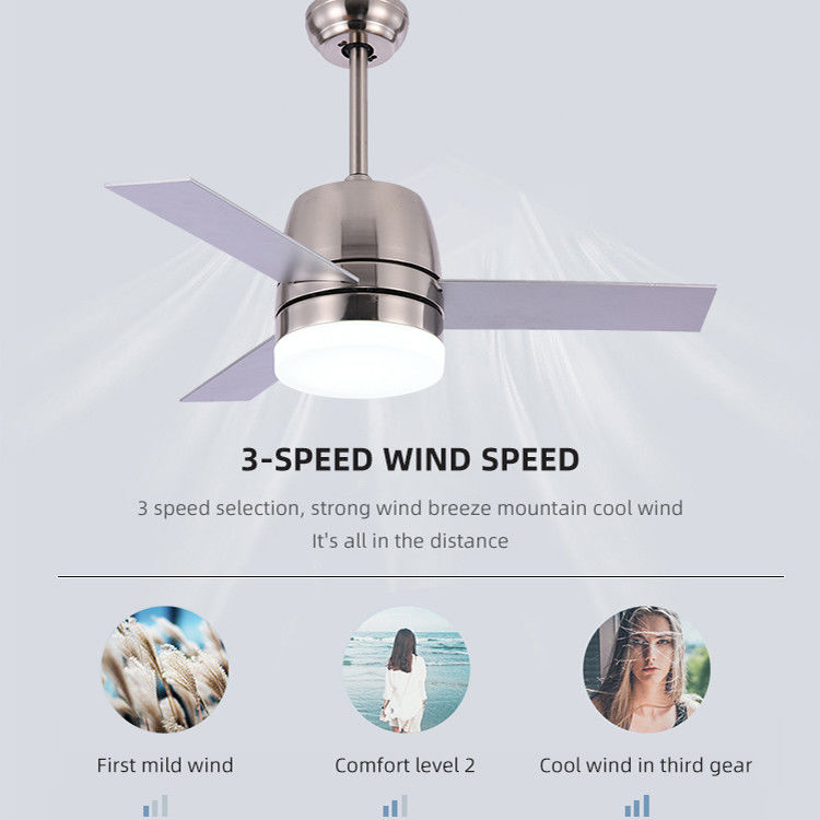 Ventilatore da soffitto spazzolato moderno nordico del nichel di stile 65W 3000K con a 36 pollici leggero