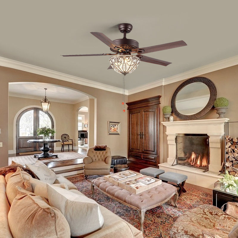 Candeliere decorativo Crystal Ceiling Fan Light dell'hotel 4100K 3600LM 5 lame del ferro