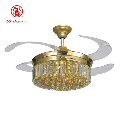 Luce ritrattabile del ventilatore da soffitto di Crystal Lampshade Silent LED 36W con le pale pieganti