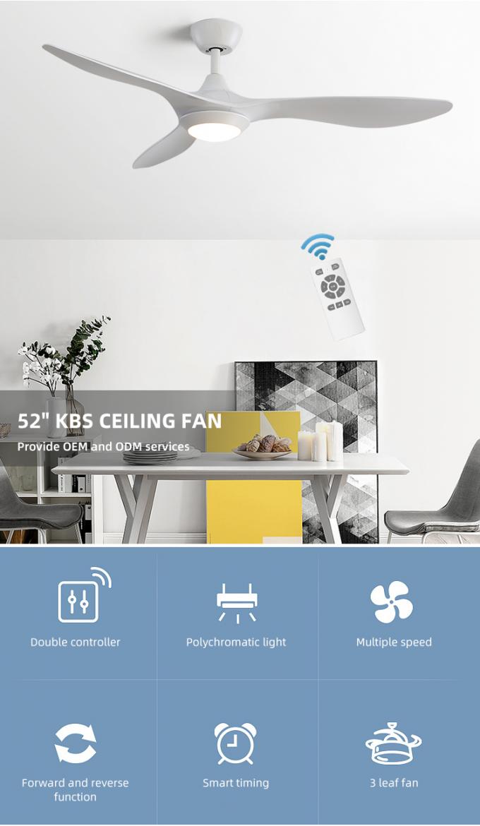 L'industriale dell'interno elettrico telecomandato moderno della pala del ferro 3 dell'ABS di buona qualità ha condotto i ventilatori da soffitto con luce