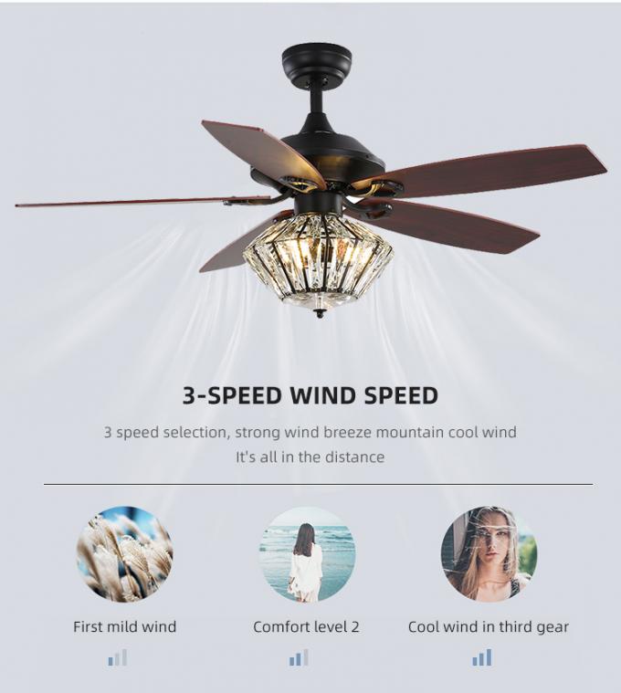 Ventilatore da soffitto principale dell'interno di luminosità del ferro del salone decorativo eccellente di raffreddamento a aria con luce
