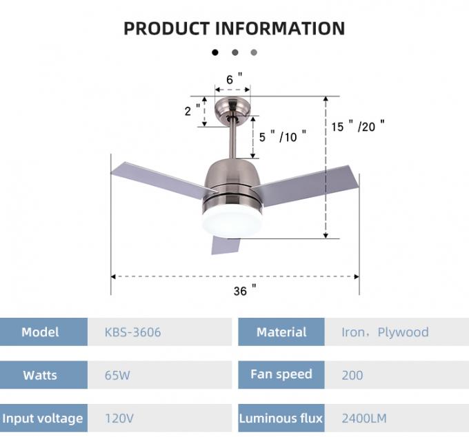 Luce principale industriale dell'interno decorativo del ventilatore da soffitto di pale del ferro 32Inch 3 di alta qualità